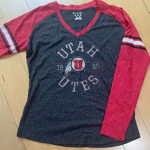 Women's Champion Elite Long Sleeve Gray and Red Athletic Stretch Top XL